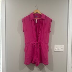 Pink Old Navy Button Up Romper
